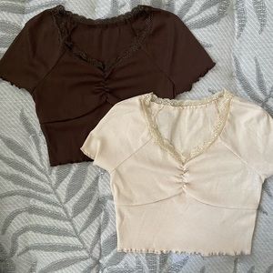 2 pack ruched lace shirt